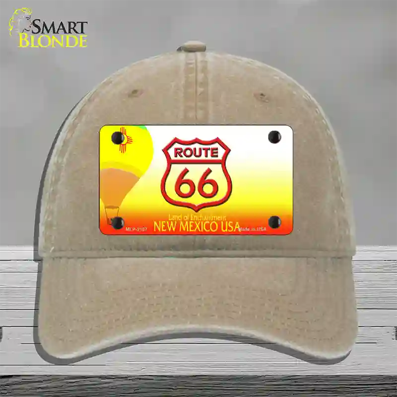 Route 66 Shield New Mexico Novelty License Plate Hat Unconstructed Cotton / Khaki