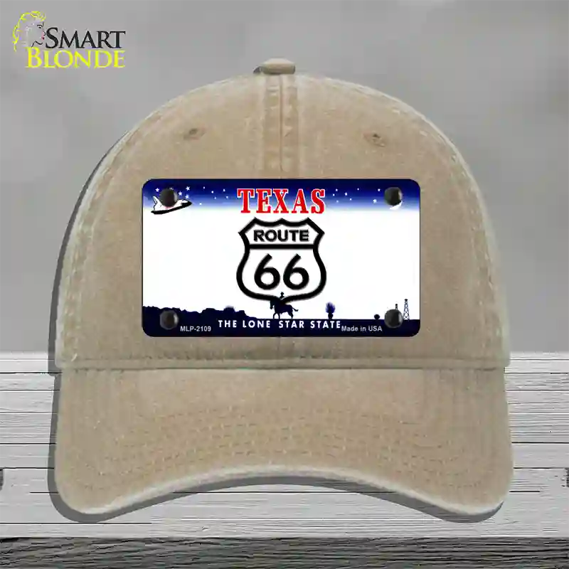 Route 66 Shield Texas Novelty License Plate Hat Unconstructed Cotton / Khaki