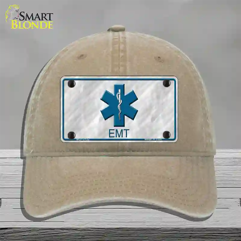 EMT Novelty License Plate Hat Unconstructed Cotton / Khaki