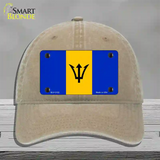 Barbados Flag Novelty License Plate Hat Unconstructed Cotton / Khaki