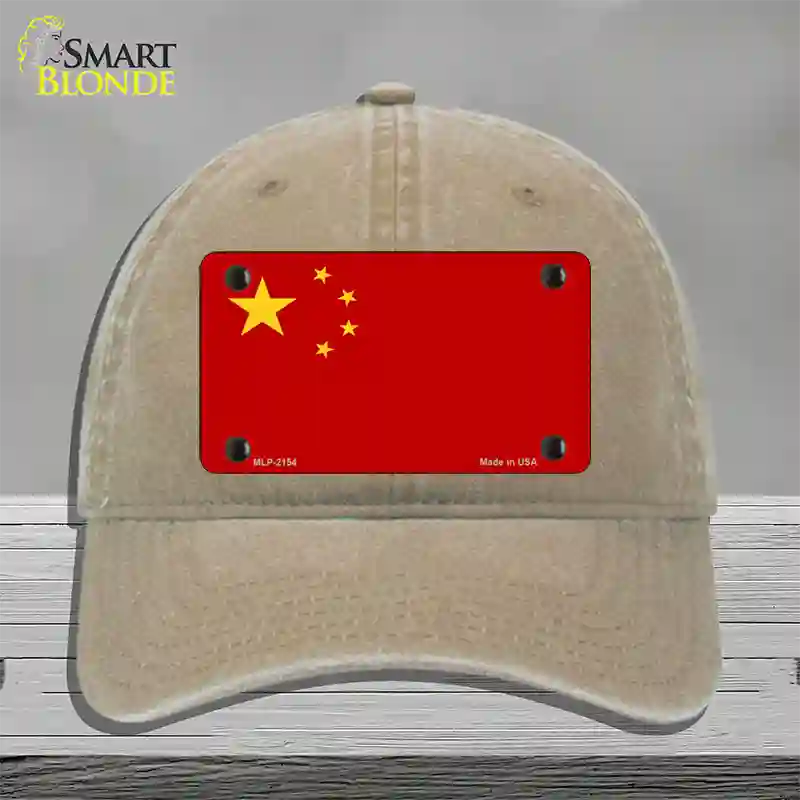 China Flag Novelty License Plate Hat Unconstructed Cotton / Khaki