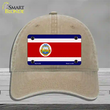 Costa Rica Flag Novelty License Plate Hat Unconstructed Cotton / Khaki