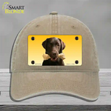 Chocolate Labrador Retriever Dog Novelty License Plate Hat Unconstructed Cotton / Khaki