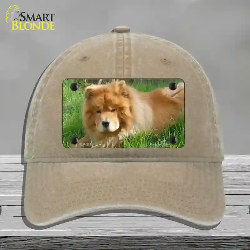 Chow Chow Dog Novelty License Plate Hat Unconstructed Cotton / Khaki