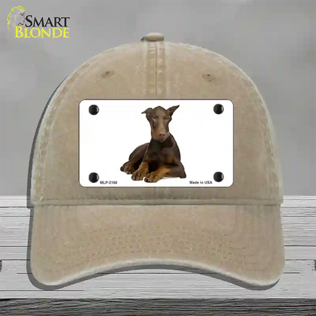 Doberman Pinscher Dog Novelty License Plate Hat Unconstructed Cotton / Khaki