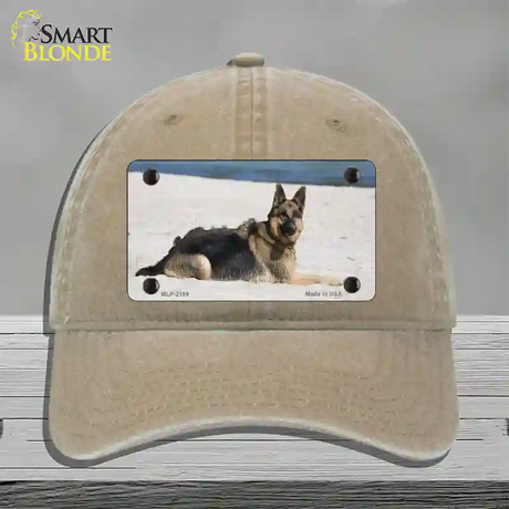 German Shepherd Dog Novelty License Plate Hat Unconstructed Cotton / Khaki