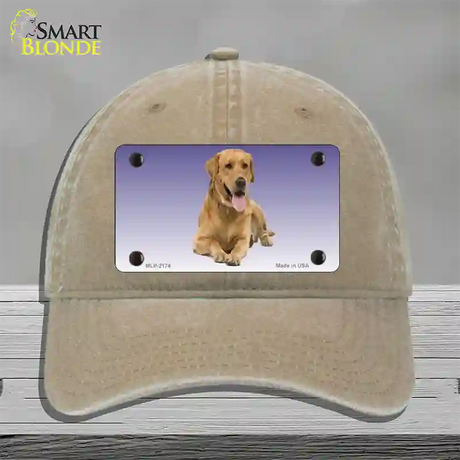 Yellow Labrador Retriever Dog Novelty License Plate Hat Unconstructed Cotton / Khaki