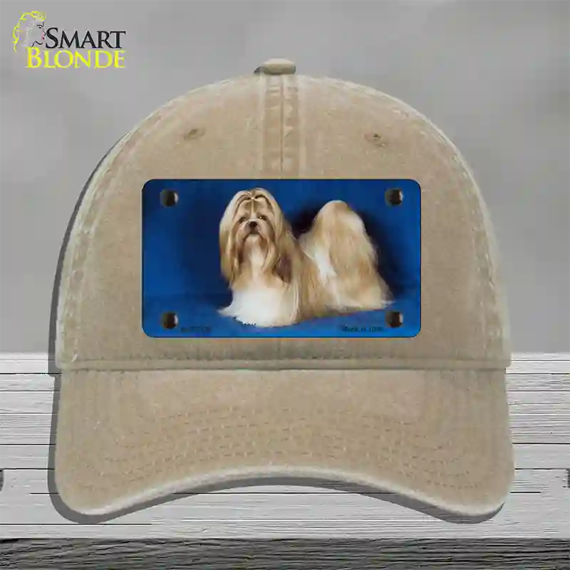 Shih Tzu Dog Novelty License Plate Hat Unconstructed Cotton / Khaki