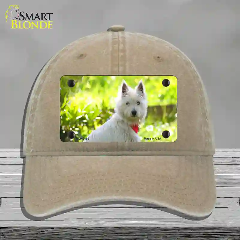 West Highland Dog Terrier Novelty License Plate Hat Unconstructed Cotton / Khaki