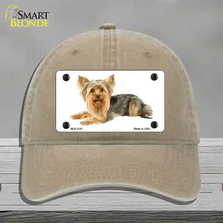 Yorkshire Terrier Dog Novelty License Plate Hat Unconstructed Cotton / Khaki