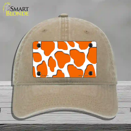 Orange White Giraffe Novelty License Plate Hat Unconstructed Cotton / Khaki