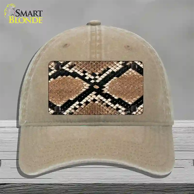 Snake Skin Novelty License Plate Hat Unconstructed Cotton / Khaki