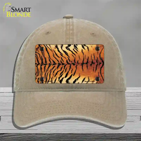 Tiger Pattern Novelty License Plate Hat Unconstructed Cotton / Khaki