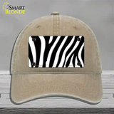 Black White Zebra Novelty License Plate Hat Unconstructed Cotton / Khaki