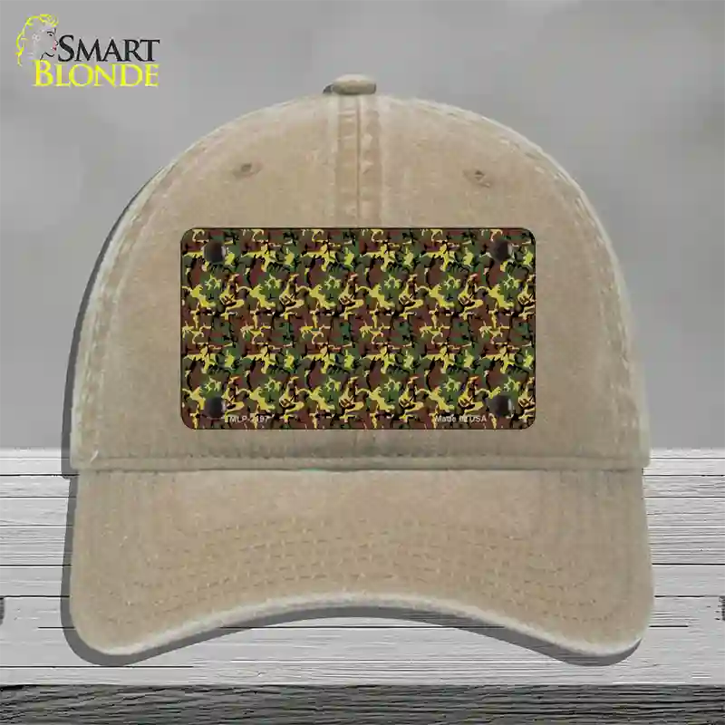 Camouflage Novelty License Plate Hat Unconstructed Cotton / Khaki