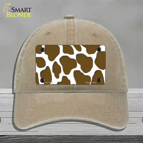 Brown White Giraffe Novelty License Plate Hat Unconstructed Cotton / Khaki