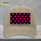 Hot Pink Polka Dots Black Novelty License Plate Hat Unconstructed Cotton / Khaki