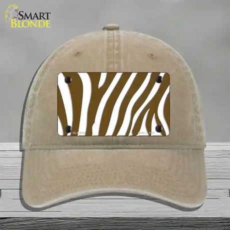 Brown White Zebra Novelty License Plate Hat Unconstructed Cotton / Khaki