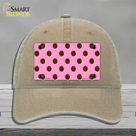 Chocolate Brown Polka Dots Pink Novelty License Plate Hat Unconstructed Cotton / Khaki