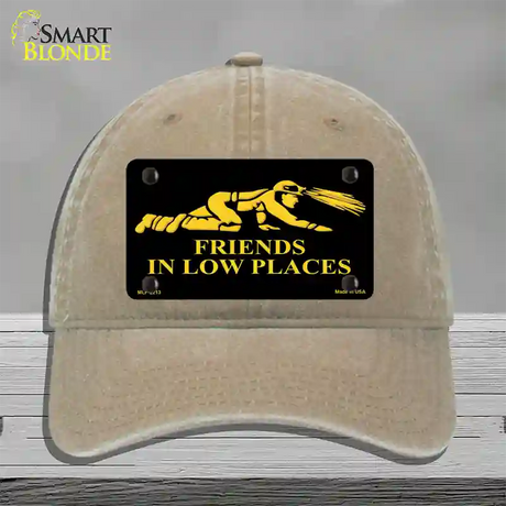 Miners Friends In Low Places Novelty License Plate Hat Unconstructed Cotton / Khaki