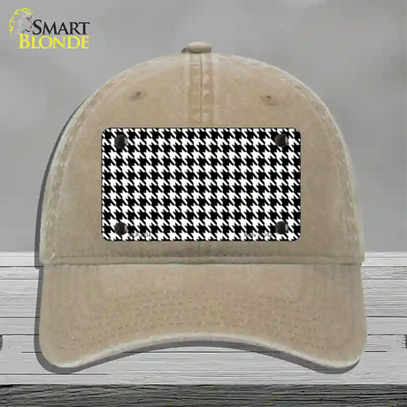 White Black Houndstooth Novelty License Plate Hat Unconstructed Cotton / Khaki