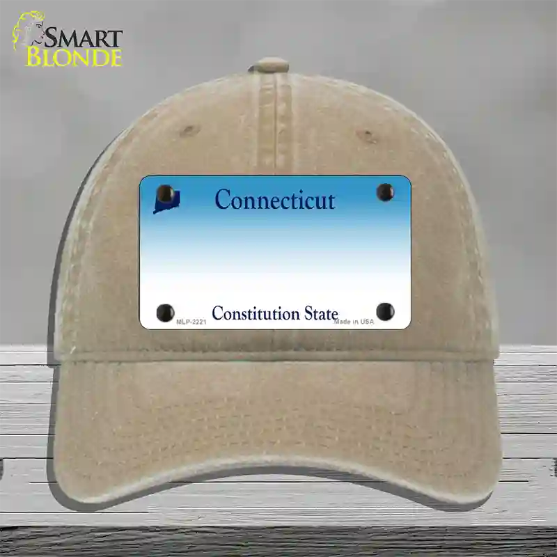 Connecticut State Blank Novelty License Plate Hat Unconstructed Cotton / Khaki