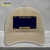 Delaware State Blank Novelty License Plate Hat Unconstructed Cotton / Khaki