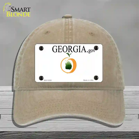 Georgia State Blank Novelty License Plate Hat Unconstructed Cotton / Khaki