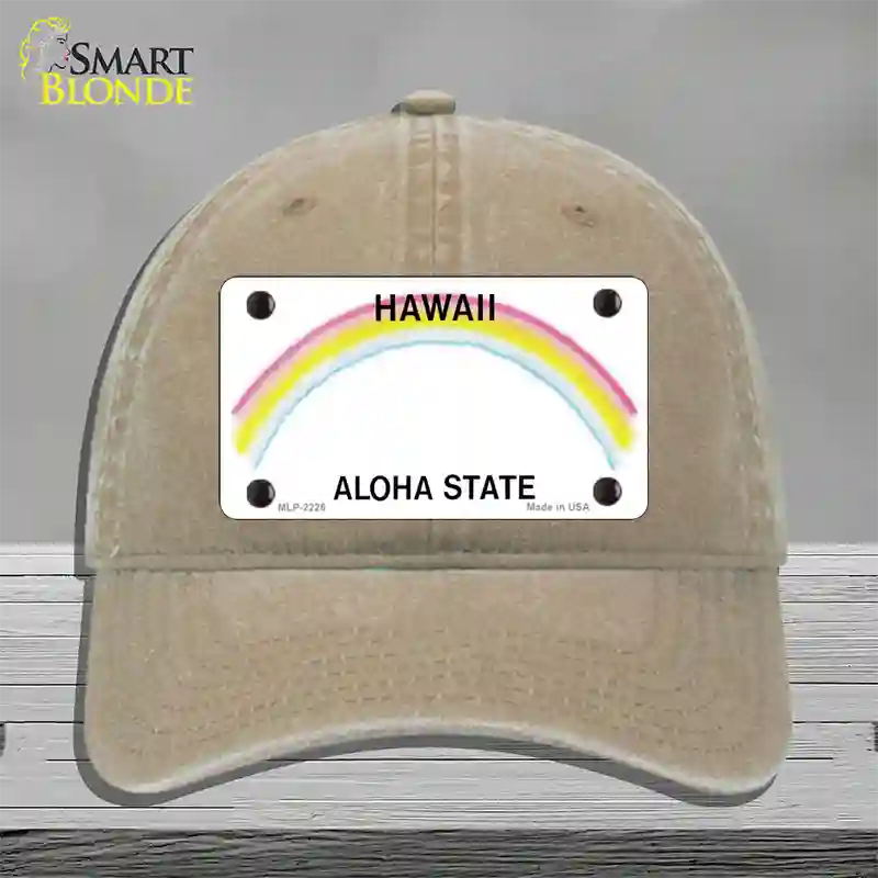 Hawaii State Blank Novelty License Plate Hat Unconstructed Cotton / Khaki