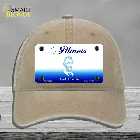 Illinois State Blank Novelty License Plate Hat Unconstructed Cotton / Khaki