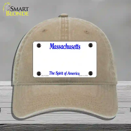 Massachusetts State Blank Novelty License Plate Hat Unconstructed Cotton / Khaki