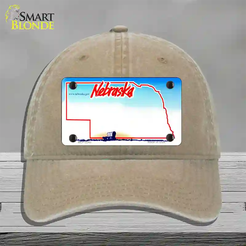 Nebraska State Blank Novelty License Plate Hat Unconstructed Cotton / Khaki