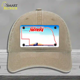 Nebraska State Blank Novelty License Plate Hat Unconstructed Cotton / Khaki