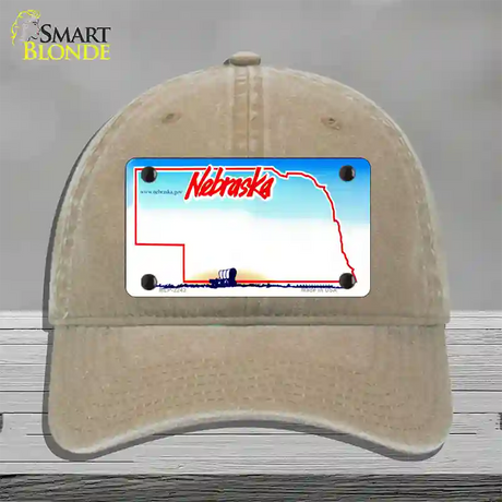 Nebraska State Blank Novelty License Plate Hat Unconstructed Cotton / Khaki