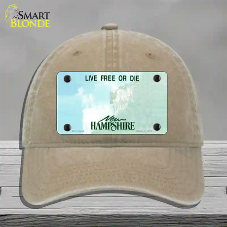 New Hampshire State Blank Novelty License Plate Hat Unconstructed Cotton / Khaki