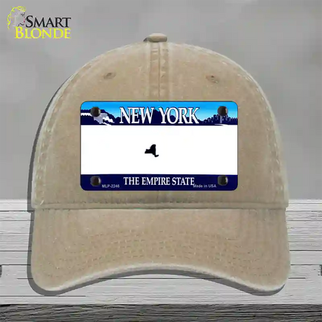 New York State State Blank Novelty License Plate Hat Unconstructed Cotton / Khaki