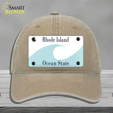 Rhode Island State Blank Novelty License Plate Hat Unconstructed Cotton / Khaki