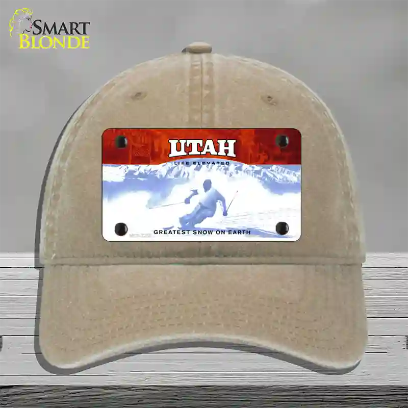 Utah State Blank Novelty License Plate Hat Unconstructed Cotton / Khaki