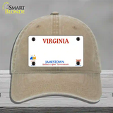 Virginia State Blank Novelty License Plate Hat Unconstructed Cotton / Khaki