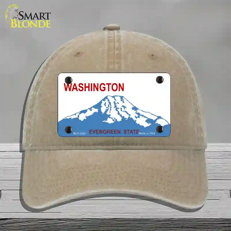 Washington State Blank Novelty License Plate Hat Unconstructed Cotton / Khaki