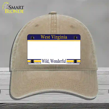 West Virginia State Blank Novelty License Plate Hat Unconstructed Cotton / Khaki