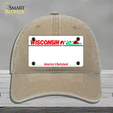 Wisconsin State Blank Novelty License Plate Hat Unconstructed Cotton / Khaki