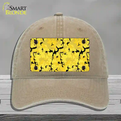 Yellow Camouflage Novelty License Plate Hat Unconstructed Cotton / Khaki