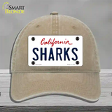 Sharks California State Novelty License Plate Hat Unconstructed Cotton / Khaki