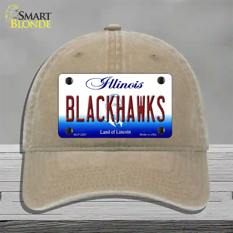 Blackhawks Illinois State Novelty License Plate Hat Unconstructed Cotton / Khaki