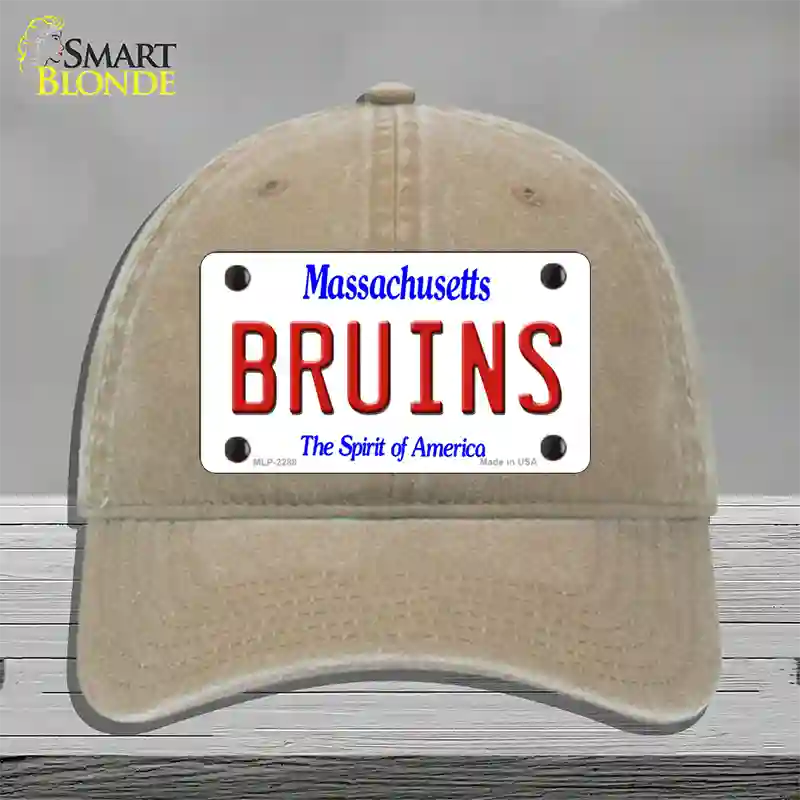 Bruins Massachusetts State Novelty License Plate Hat Unconstructed Cotton / Khaki