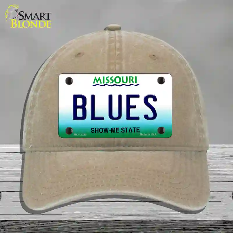 Blues Missouri State Novelty License Plate Hat Unconstructed Cotton / Khaki