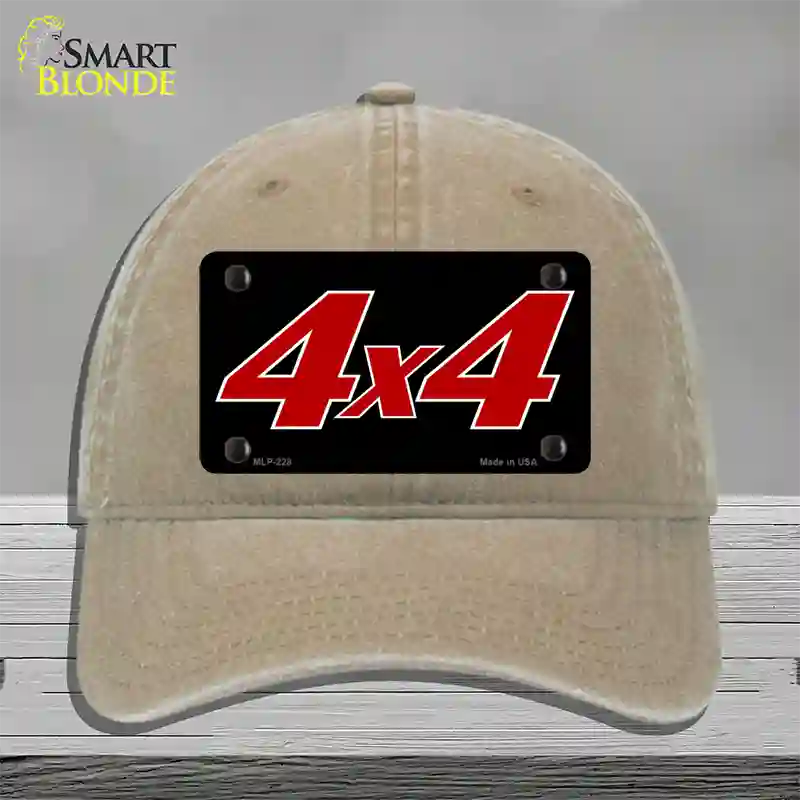 4 X 4 Black Novelty License Plate Hat Unconstructed Cotton / Khaki