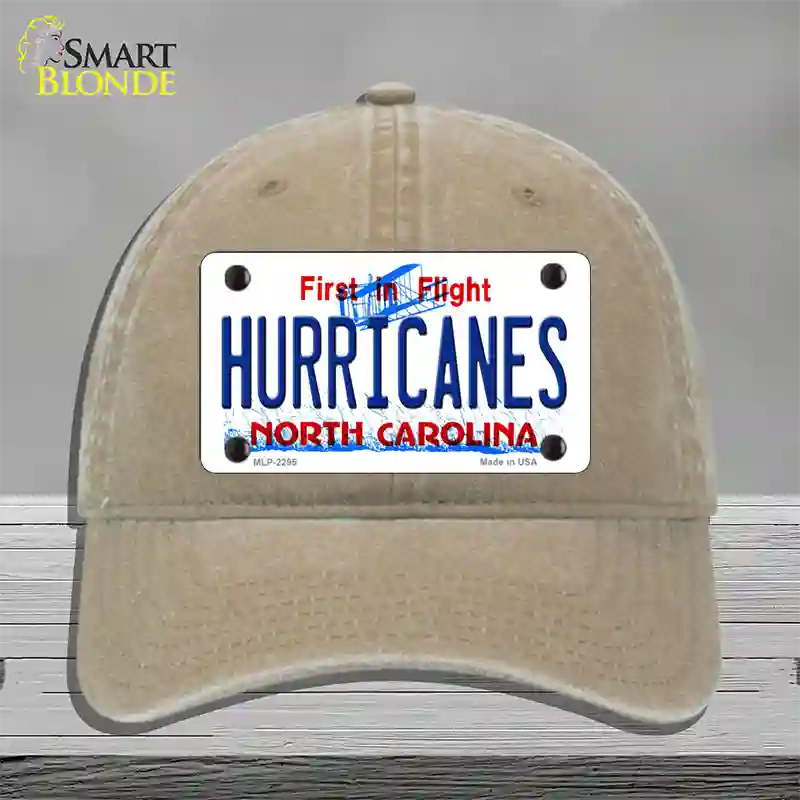 Hurricanes North Carolina State Novelty License Plate Hat Unconstructed Cotton / Khaki