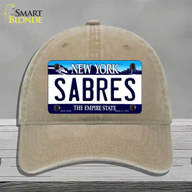 Sabres New York State Novelty License Plate Hat Unconstructed Cotton / Khaki